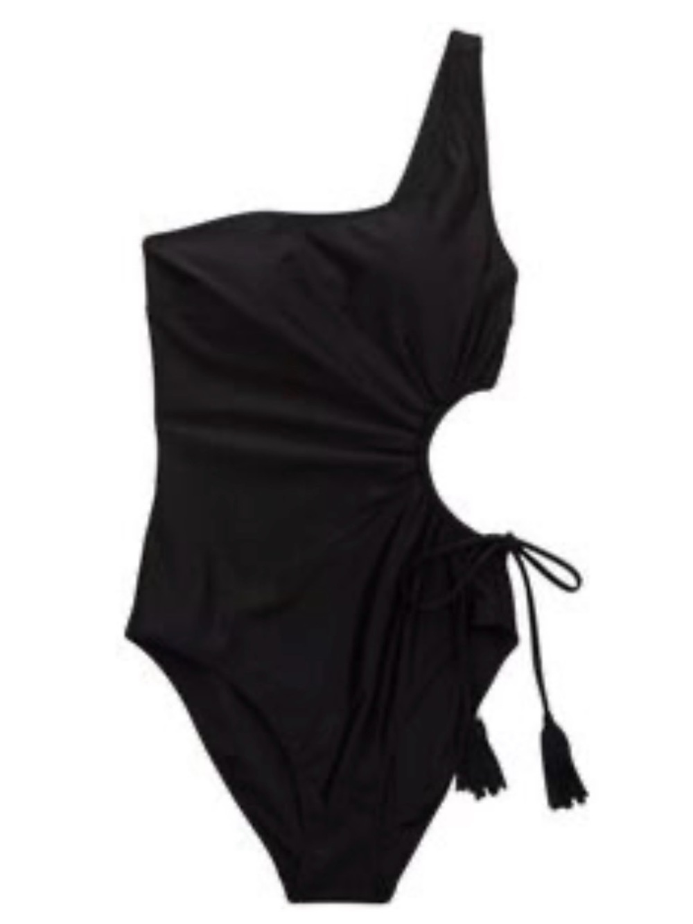 Aerie one shoulder, cut out, tassel swimsuit